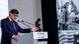 El presidente de Catalu�a, Salvador Illa, en el acto que da inicio a la conmemoraci�n del A�o Tarradellas en el Palau de la Generalitat.