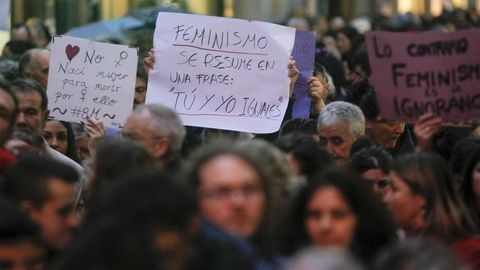 Los participantes en la concentracin de Ferrol