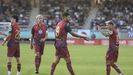 Los jugadores del Deportivo celebrando un gol en el amistoso contra el Compostela