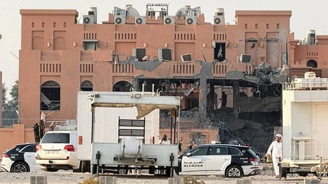 Un edificio daado por el ataque israel en Doha, Catar