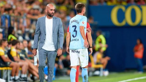 Claudio Gir�ldez, junto a Mingueza, en la visita del Celta al Villarreal del curso pasado.