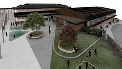 Recreaci�n de la fachada del CEIP O Graxal proyectada por el Concello de Cambre