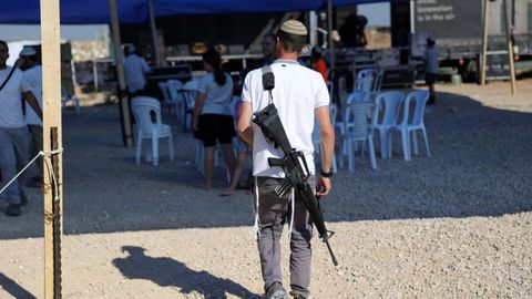 Un colono judo en un evento cercano a la Franja de Gaza.