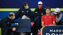 Carre�o, en el partido de semifinales de la ATP Cup ante Fognini