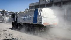 Un camin del Banco Mundial de Alimentos en Gaza.