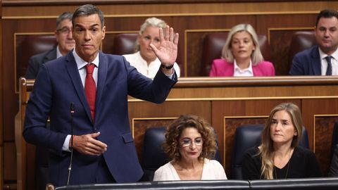 El presidente del Gobierno, Pedro Snchez, interviene durante la sesin de control al Ejecutivo