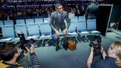 El presidente y director general de Nokia, Rajeev Suri, hoy durante la presentaci�n anual de las cuentas de la compa��a