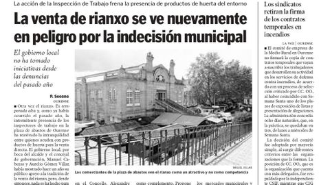Hemeroteca: p�gina de La Voz de Galicia, edici�n Ourense, del 15 de junio del 2006.
