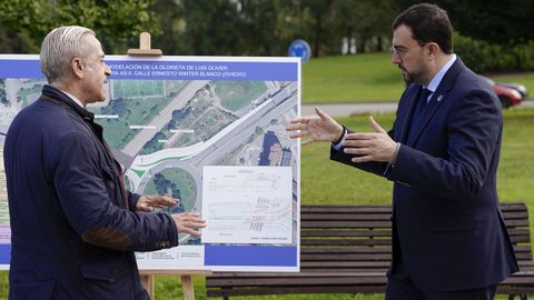 El presidente del Principado, Adri�n Barb�n, asiste al inicio de las obras de ampliaci�n de la glorieta de Luis Oliver y de la construcci�n de la pasarela peatonal que unir� las estaciones de autob�s y tren, este mi�rcoles en Oviedo