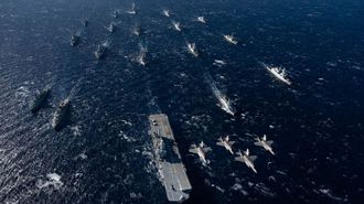 En la imagen, despliegue de veinte buques de la OTAN en el Mare Aperto, entre los que se encuentran los tres con base en Ferrol.