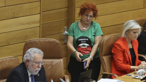 Montse Prado, de pie, en una imagen de archivo en el Parlamento.