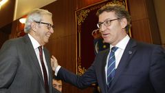 Touri�o, presidente del bipartito que gobern� Galicia entre el 2005 y el 2009, y Feijoo, en una imagen del 2016