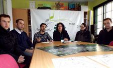 L�zara, Silva, Agull�, Pe�n, Vidueiros y L�pez, en la presentaci�n ayer del Festival de Bandas de Silleda.