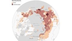 Mapa de reas que experimentaron estrs climtico en los ecosistemas de la regin rtico-boreal entre 1997 y 2020, segn lo detectado por mltiples variables, incluidos datos satelitales y registros de temperatura a largo plazo.