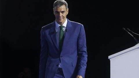 l presidente del Gobierno, Pedro S�nchez, durante su intervenci�n este mediod�a en la reuni�n anual del Cercle d'Econom�a.