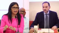 La vicepresidenta de Venezuela, Delcy Rodrguez, y el ministro espaol de Transportes, Jos Luis balos