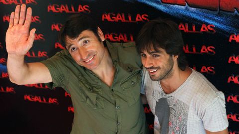 Silva junto a Carmelo G�mez en la presentaci�n en Madrid de la pel�cula �Agallas�, rodada en Galicia.