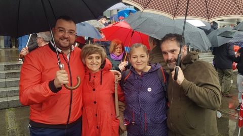 Adrin Barbn, Mara Luisa Carcedo y Gloria Muoz en la manifestacin del 1 de Mayo en Mieres