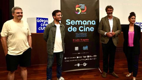Los participantes en la presentaci�n de la Semana de Cine de �dega.