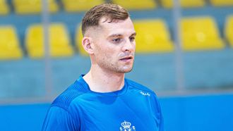 El corus Csar Carballeira, durante una sesin de entrenamiento con la seleccin espaola.