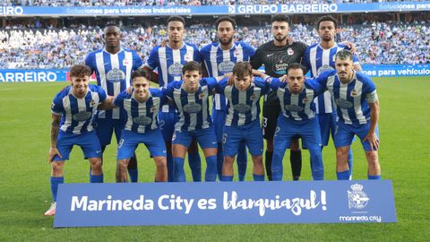 El once inicial del Deportivo ante el Valencia.
