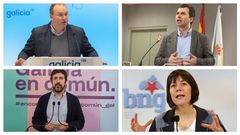 De arriba a abajo y de izquierda a derecha, Miguel Tellado, secretario xeral del PPdeG; Gonzalo Caballero, l�der del PSdeG y candidato a la Xunta; Ant�n G�mez-Reino, candidato a la Xunta por Galicia en Com�n; y Ana Pont�n, portavoz nacional del BNG y candidata 