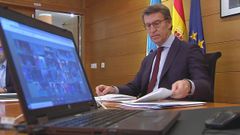 Feijoo mantiene una videoconferencia con S�nchez y los presidentes auton�micos para abordar la crisis del coronavirus