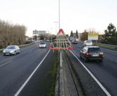 La se�alizaci�n vertical en Conxo fue cambiada ayer para dar comienzo a las obras. 