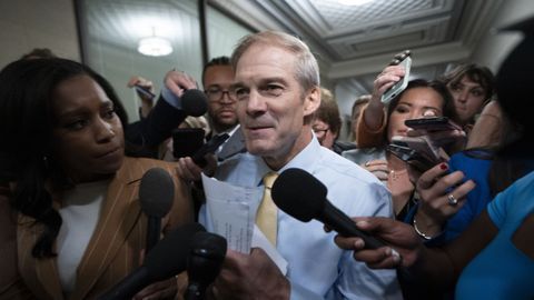 Jim Jordan, el viernes, poco antes de ser elegido presidente de la C�mara Baja.