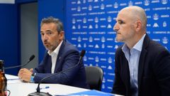 �lvaro Garc�a y Fernando Soriano, en la sala de prensa de Riazor