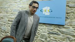 Ant�n Arias, durante la rueda de prensa en la que present� su dimisi�n al frente de la CEG