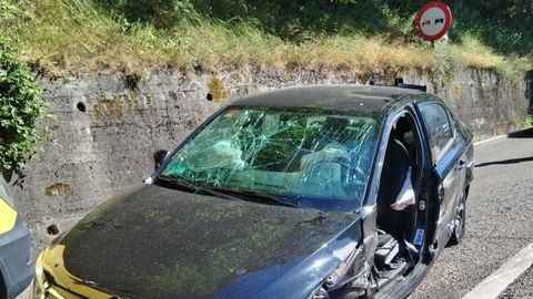 Un hombre de 72 a�os resulta herido leve tras salirse de la v�a con su turismo en Lena