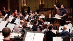 Un momento del ensayo el viernes pasado de Andris Nelsons con la orquesta vienesa