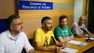 Representantes de SUATEA, CCOO, UGT y CSIF informan en rueda de prensa este martes en Oviedo sobre la huelga en la enseanza pblica prevista para el 10 de septiembre