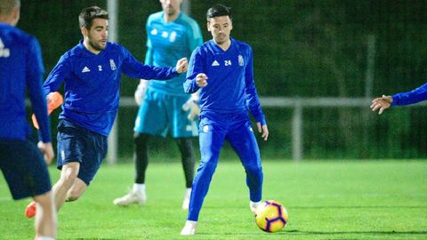 Diegui y Javi Muoz en un entrenamiento en El Requexn