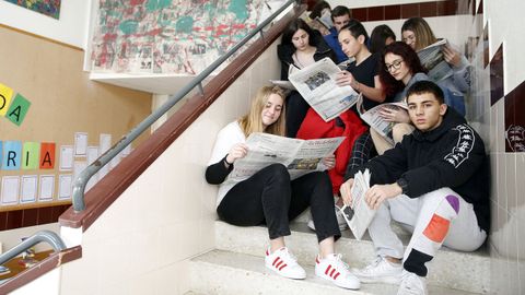 Alumnos del CPI de Ribadumia que en el curso 2019/20 participaron en la primera edici�n de Periodismo en la Escuela. Desde entonces, el centro siempre ha presentado reportajes y ganado varios premios