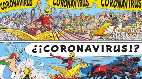 Coronavirus, personaje al que se miden Astrix y Oblix en el cmic publicado en 2017 Astrix en Italia
