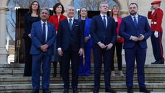 Los presidentes de las cuatro comunidades y, en segundo t�rmino, las consejeras que asistieron a la reuni�n