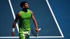 Alcaraz, durante el partido de octavos de final del Open de Australia ante Tommy Paul.