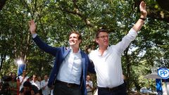 Casado y Feijoo, en el inicio del curso pol�tico, el a�o pasado, en Cerdedo-Cotobade