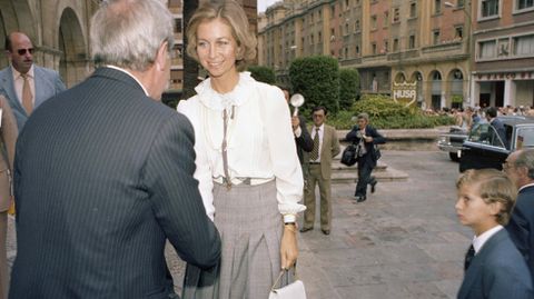 La Reina Sof�a y el Pr�ncipe Felipe, en una de sus visitas al Reconquista