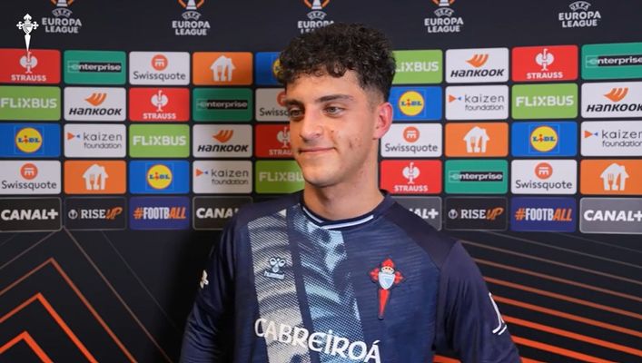 El juagador del Celta Hugo �lvarez, tras el triunfo de su equipo ante el Olympique de Lyon.