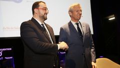 Adri�n Barb�n, presidente del Principado de Asturias, con el presidente Alfonso Rueda en los Encuentros del Eo