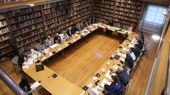 El pleno se celebr ayer en la biblioteca del Consello da Cultura Galega, en la otra ala del pazo de Raxoi, al estar en obrasel ala municipal