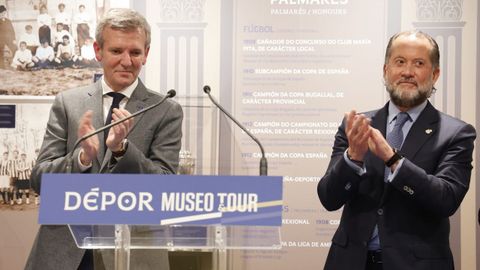 Alfonso Rueda y Juan Carlos Escotet en la presentaci&oacute;n del museo del Deportivo