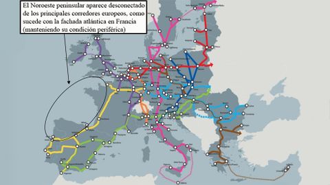 El Noroeste peninsular se encuentra desconectado de los principales corredores ferroviarios europeos