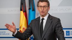Feijoo, durante su comparecencia este mi�rcoles en la sede de San Caetano
