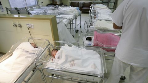 Reci�n nacidos en el nido de un hospital.