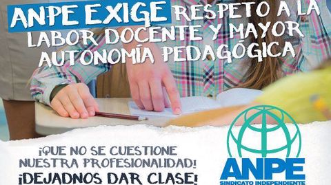 Campaña de ANPE por la dignificación del profesorado y en contra de la huelga de deberes.Campaña de ANPE por la dignificación del profesorado y en contra de la huelga de deberes
