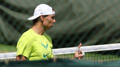 Nadal, durante su sesi�n de entrenamiento a un d�a de disputar la semifinal.
